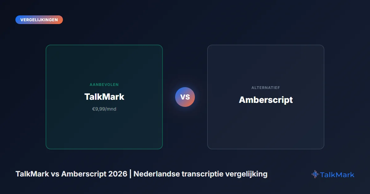 TalkMark vs Amberscript 2026 | Nederlandse transcriptie vergelijking