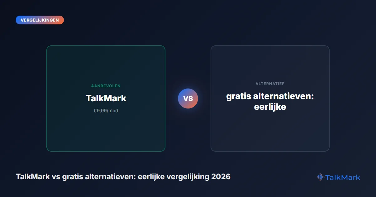 TalkMark vs gratis alternatieven: eerlijke vergelijking 2026